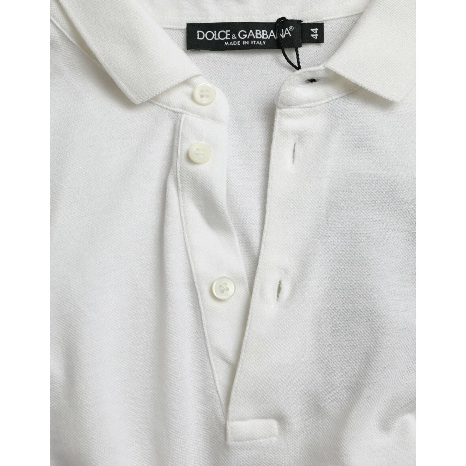 Dolce & Gabbana Crown Embroidered White Cotton Polo