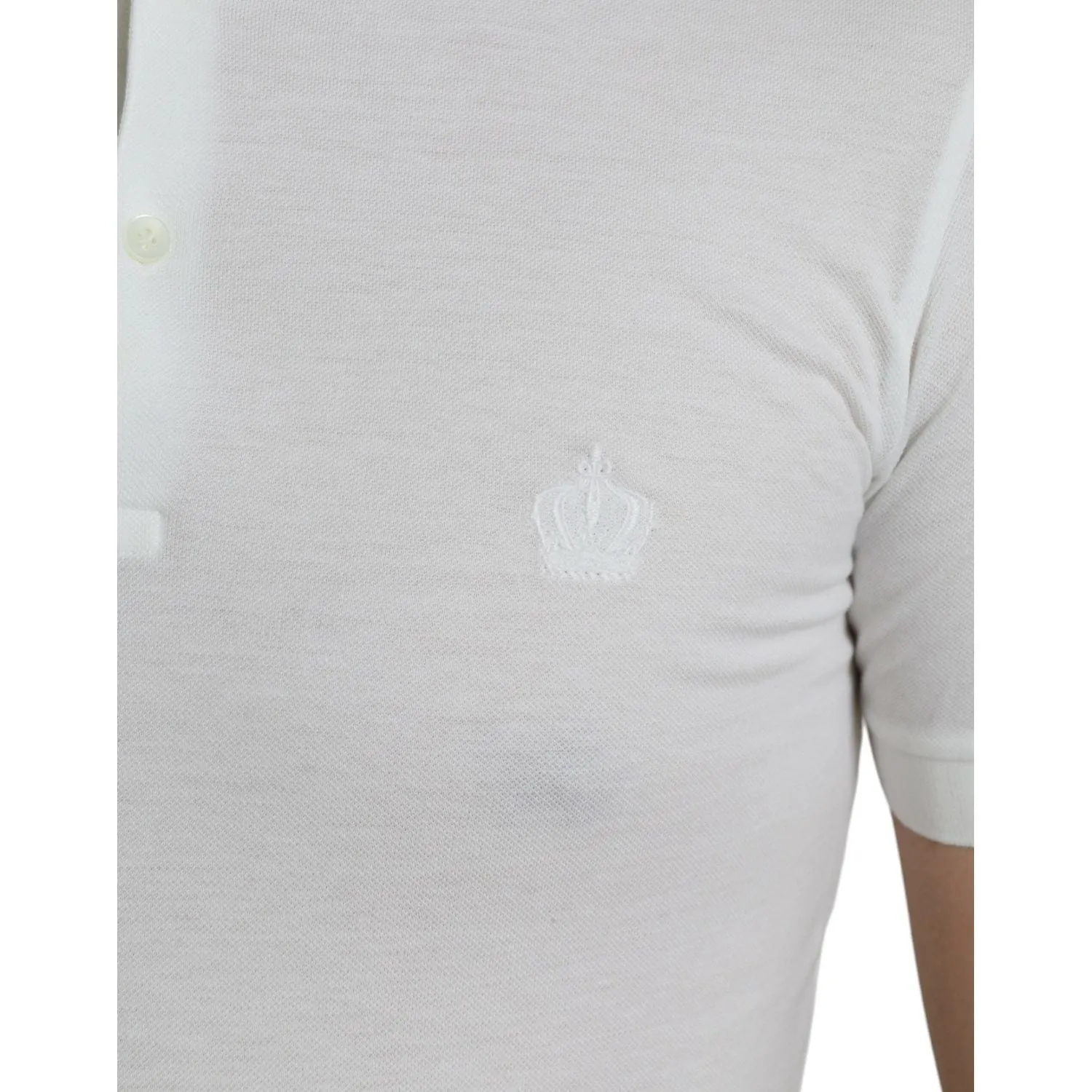 Dolce & Gabbana Crown Embroidered White Cotton Polo