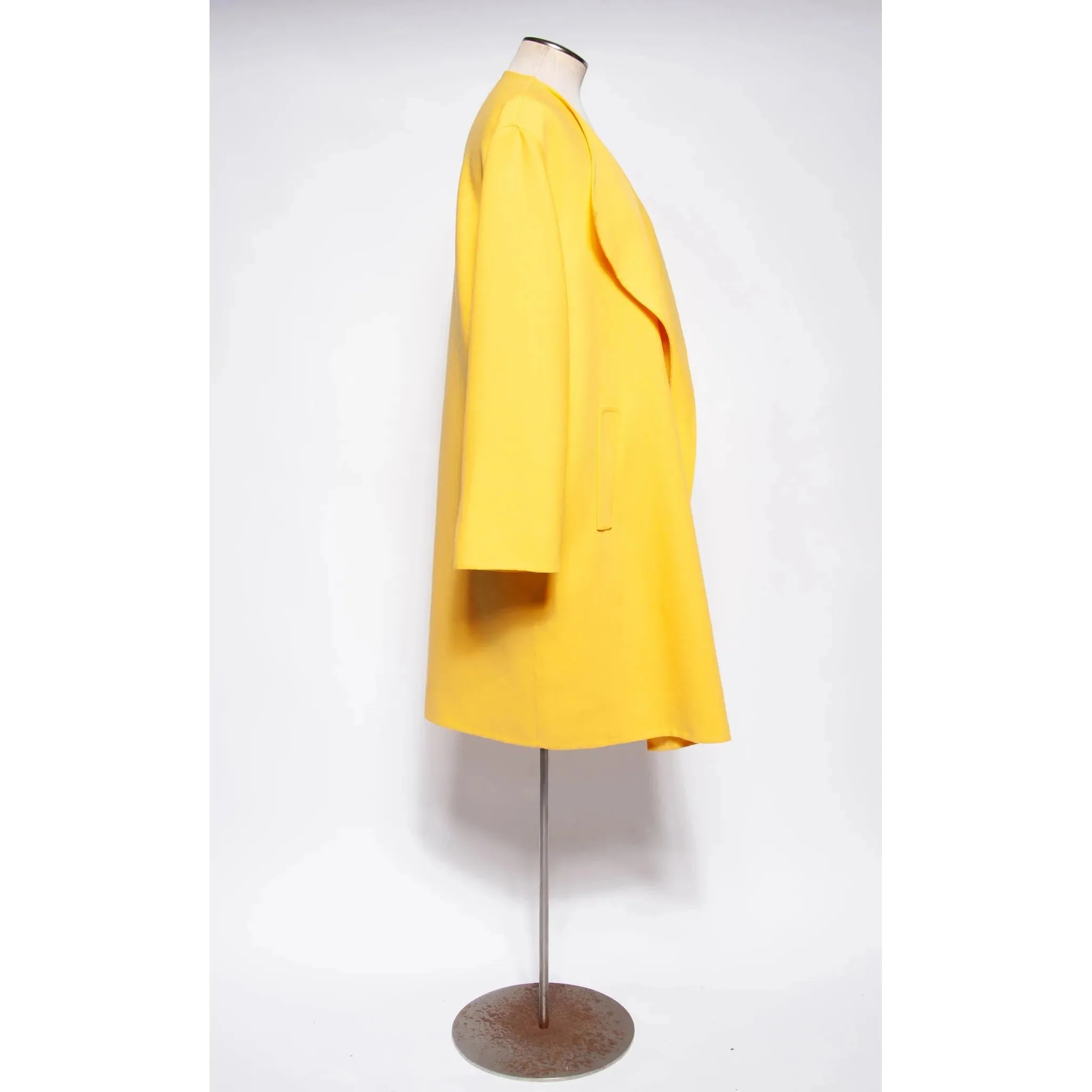 DONNA KARAN Vintage 1990s Yellow Open Front Coat