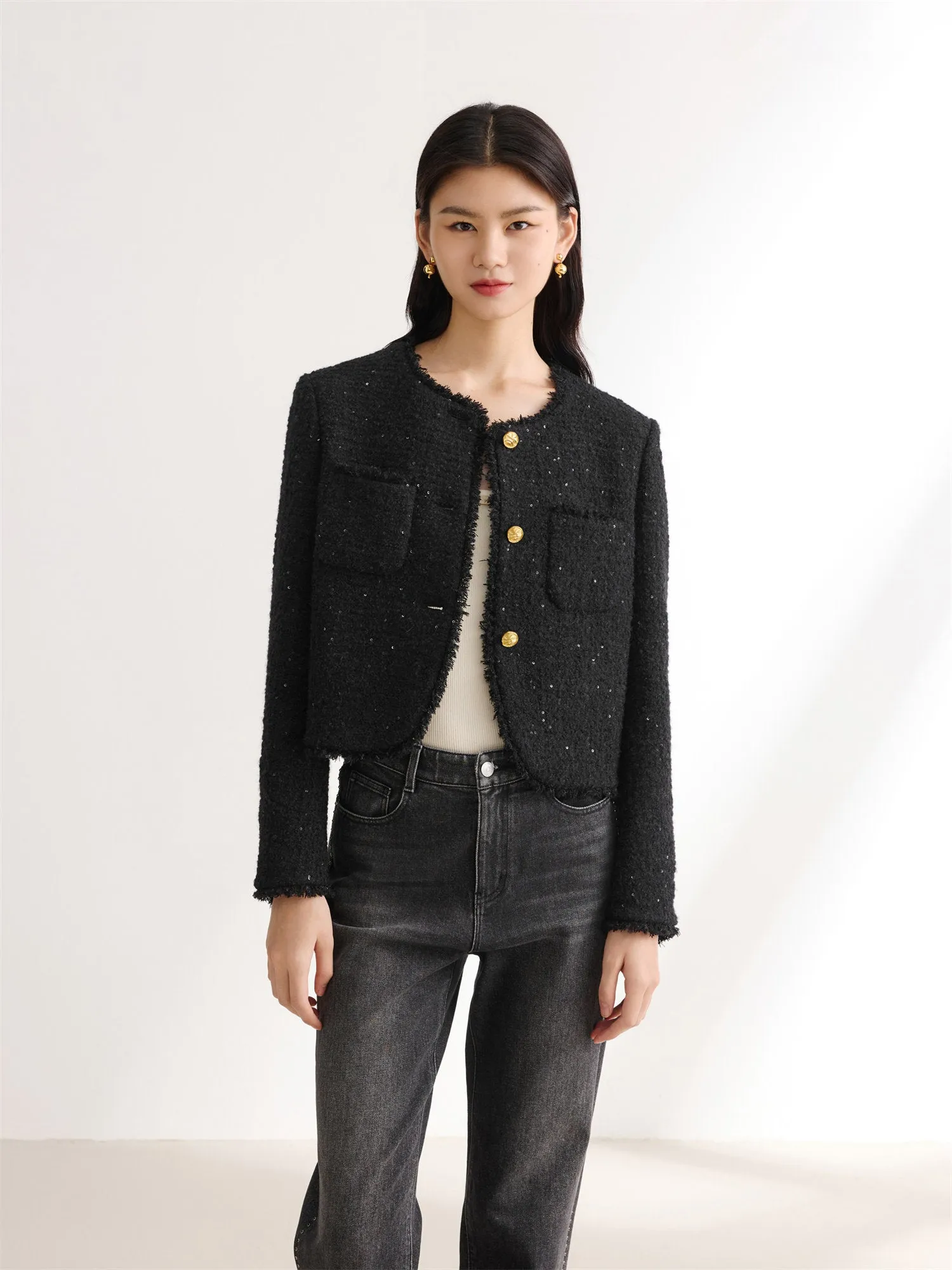 EP YAYING Sequin Boucle Short Jacket