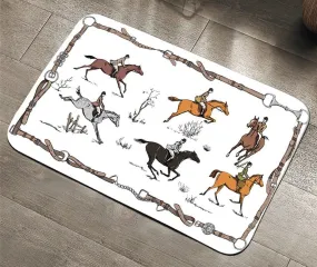 Equestrian Themed Floor Mat English Traditional  Horse Riding Hunting Non-slip Rug Floor Mat Absorbent Doormat