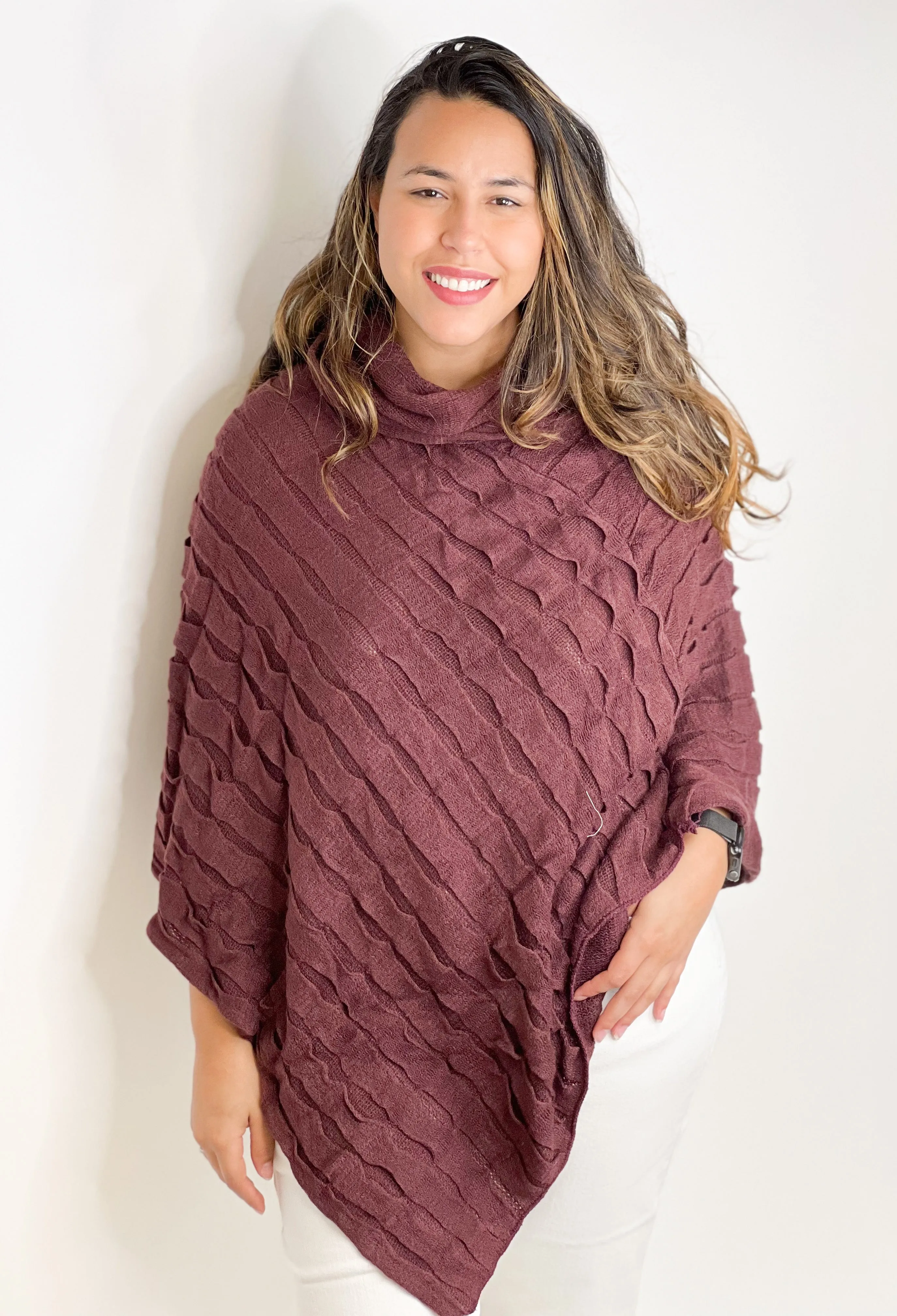 #ET8044 THE PISCES COWL NECK PONCHO