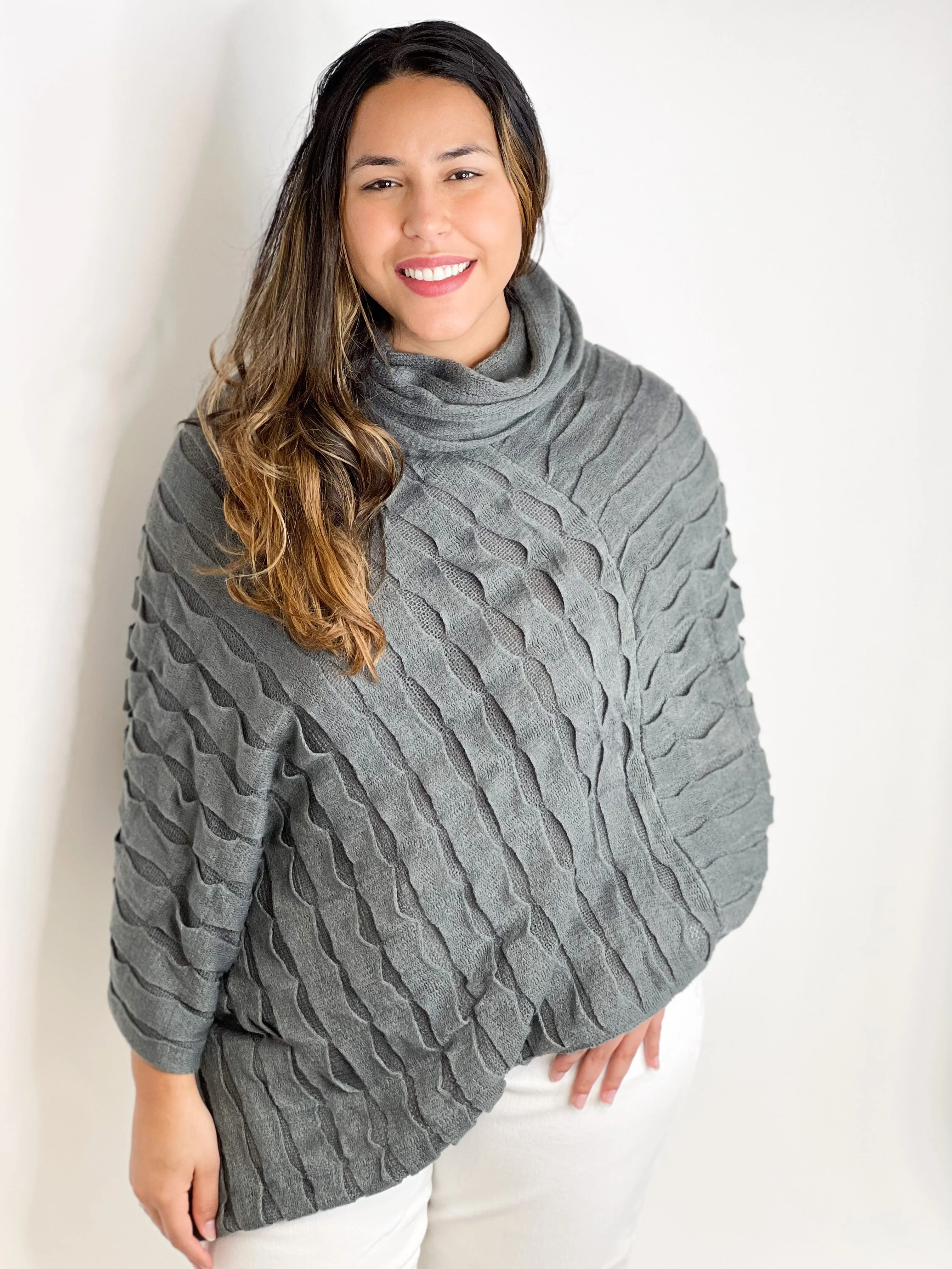 #ET8044 THE PISCES COWL NECK PONCHO