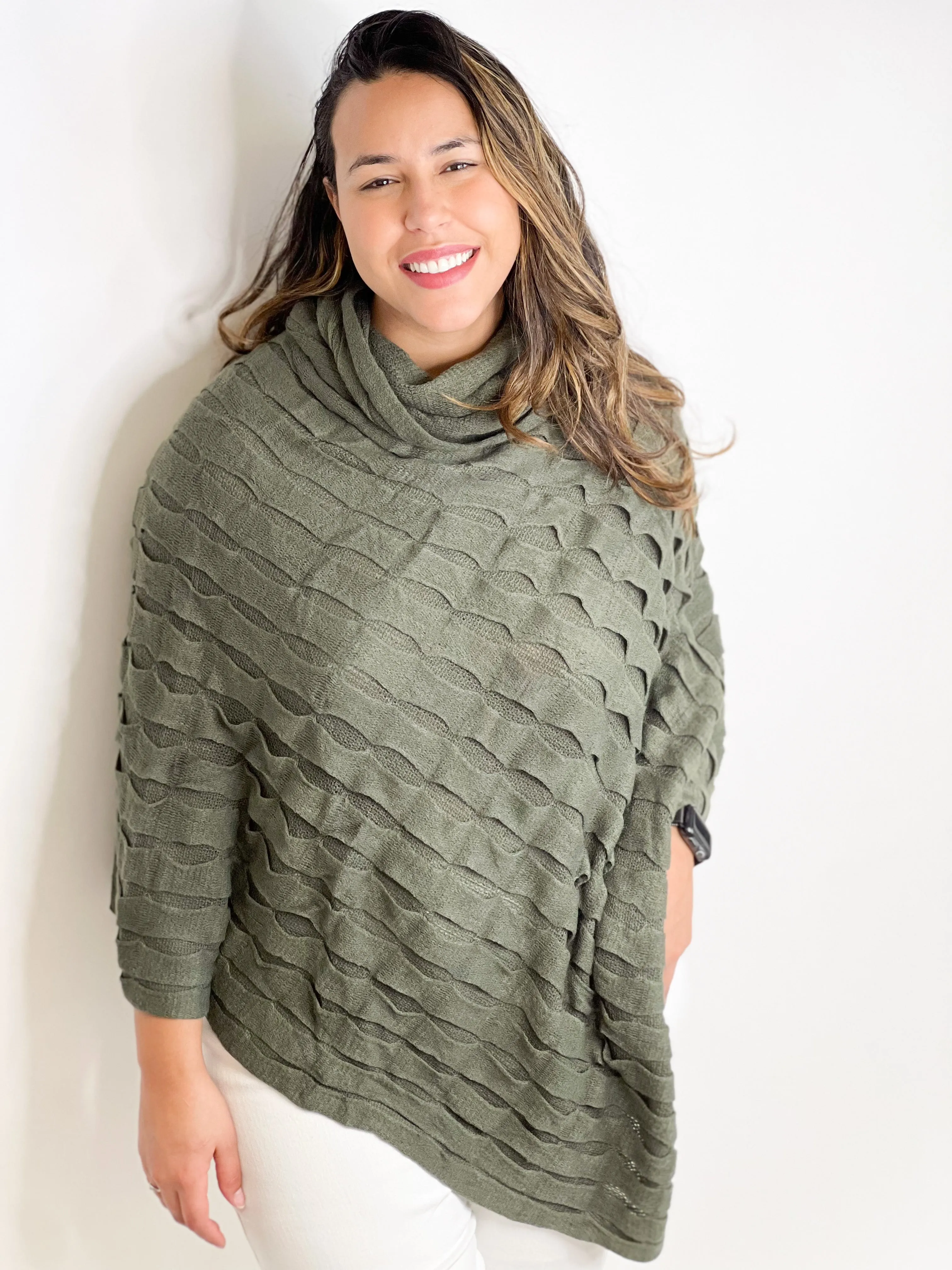 #ET8044 THE PISCES COWL NECK PONCHO