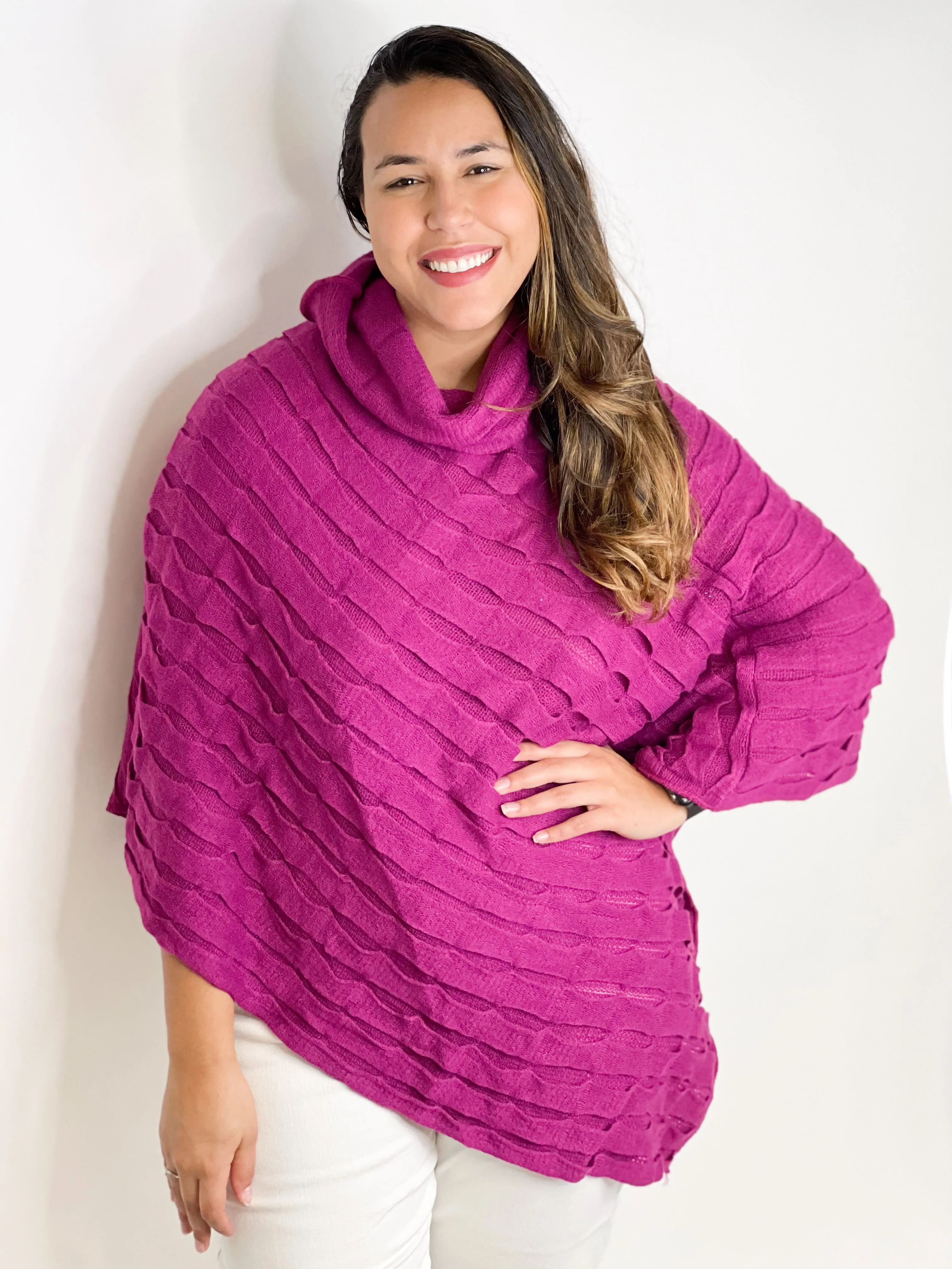 #ET8044 THE PISCES COWL NECK PONCHO