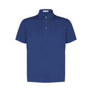 FERRANTE Cotton Short Sleeve Polo MID BLUE