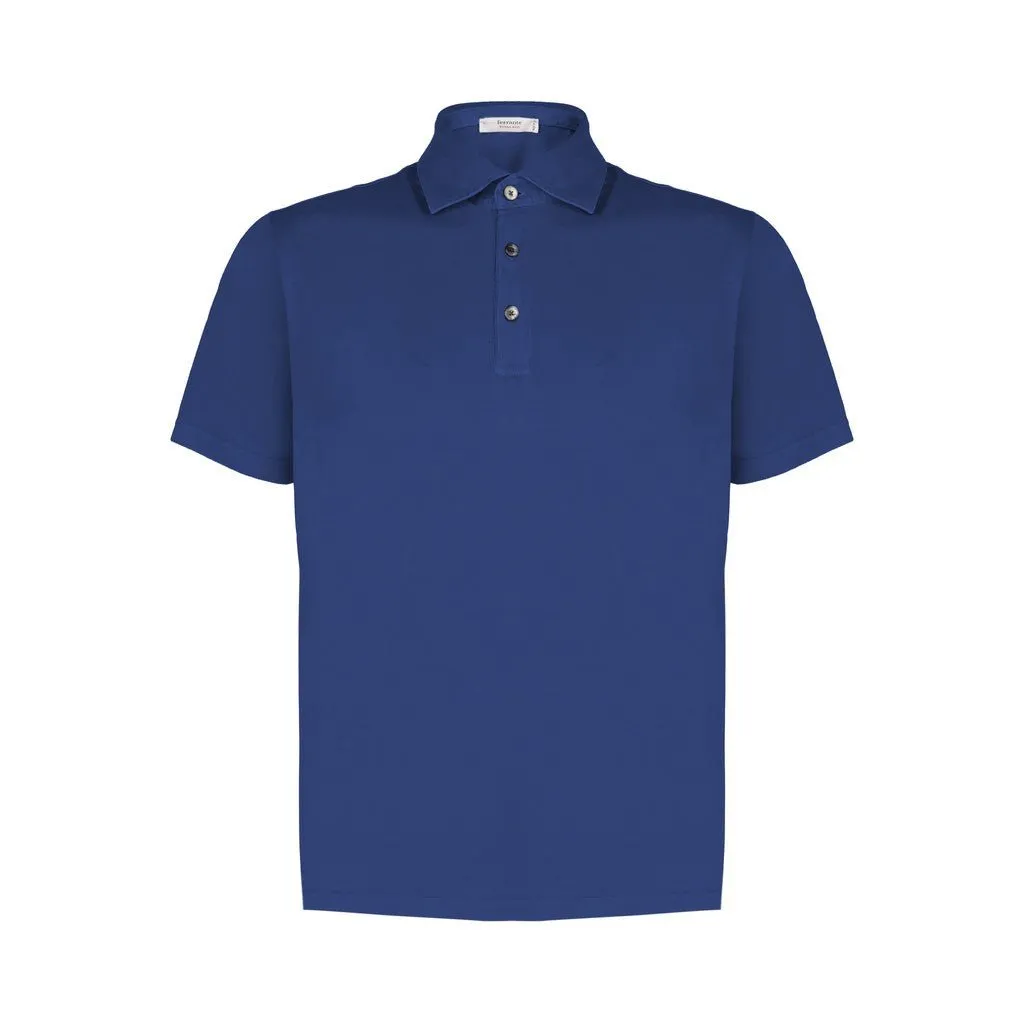 FERRANTE Cotton Short Sleeve Polo MID BLUE