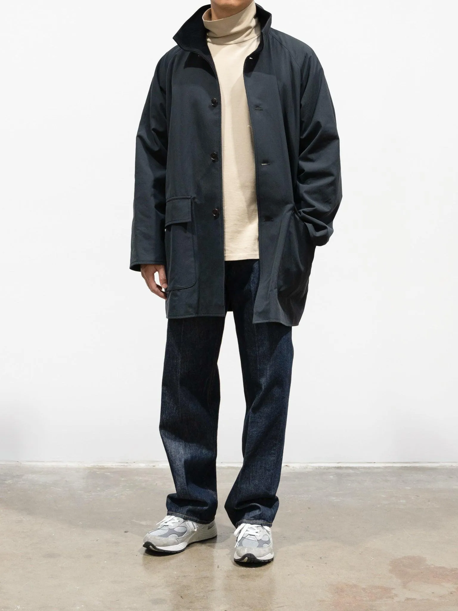 Finx Hard Twist Gabardine Blouson Coat - Ink Black Chambray