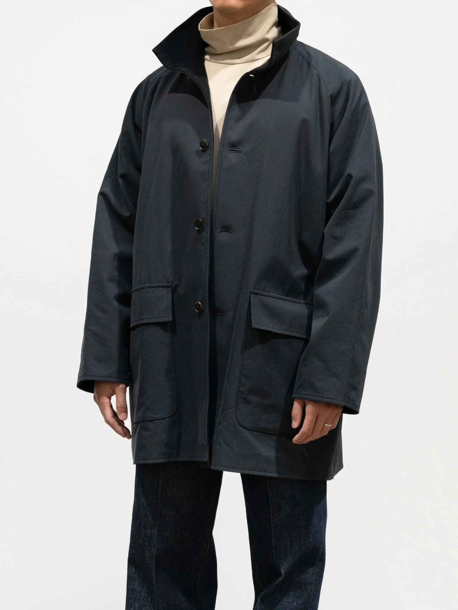 Finx Hard Twist Gabardine Blouson Coat - Ink Black Chambray