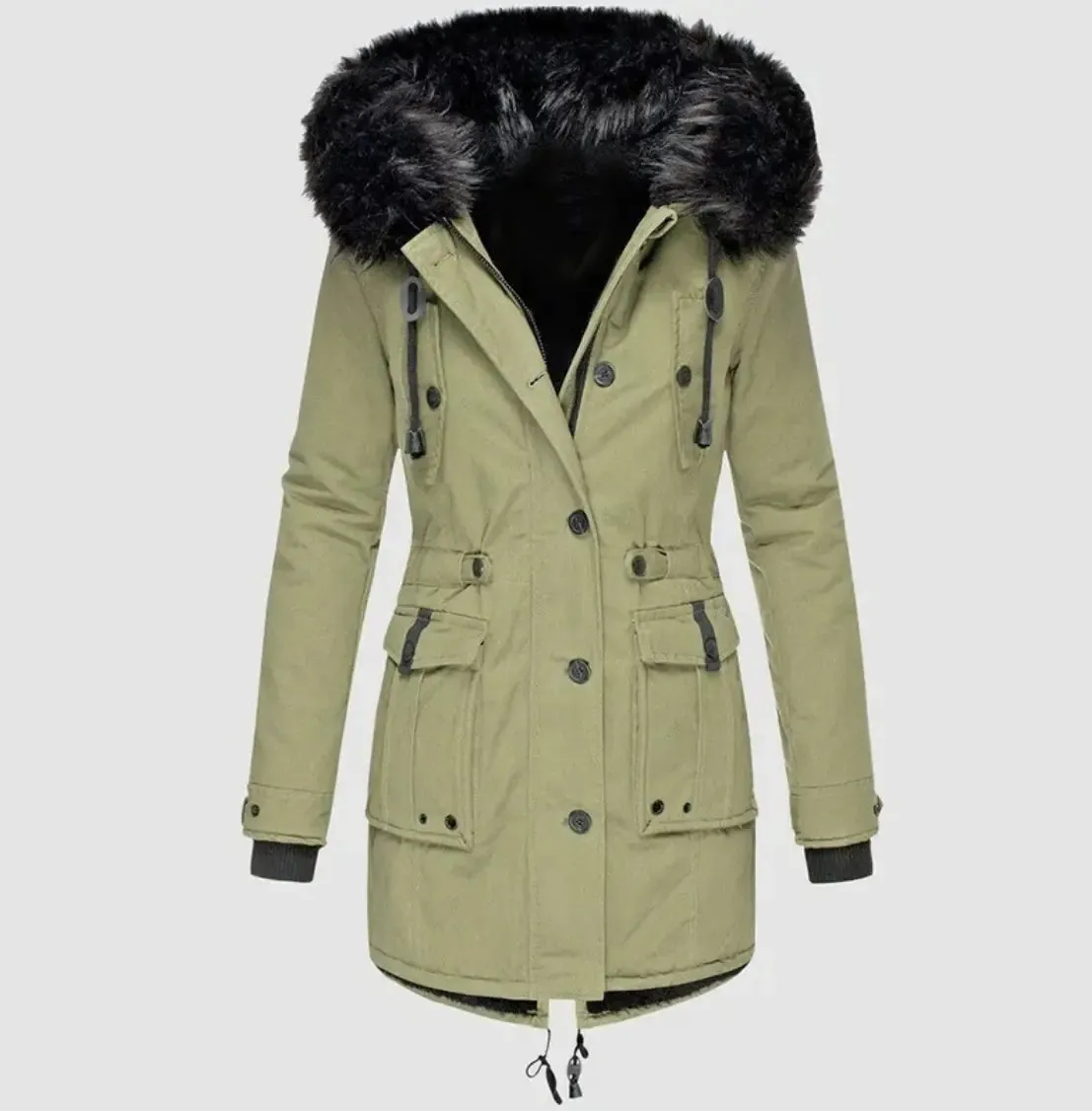 Fleece-Lined Cotton Puffer Coat^