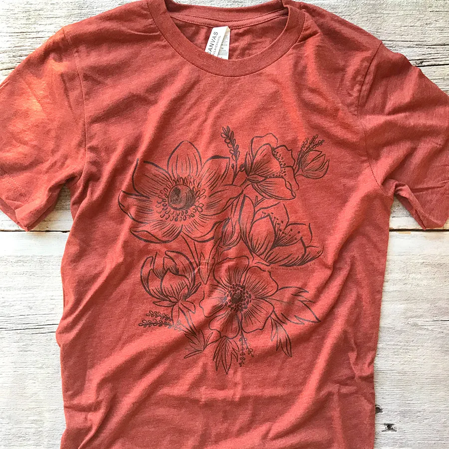 Floral Linework Triblend Tee / T Shirt