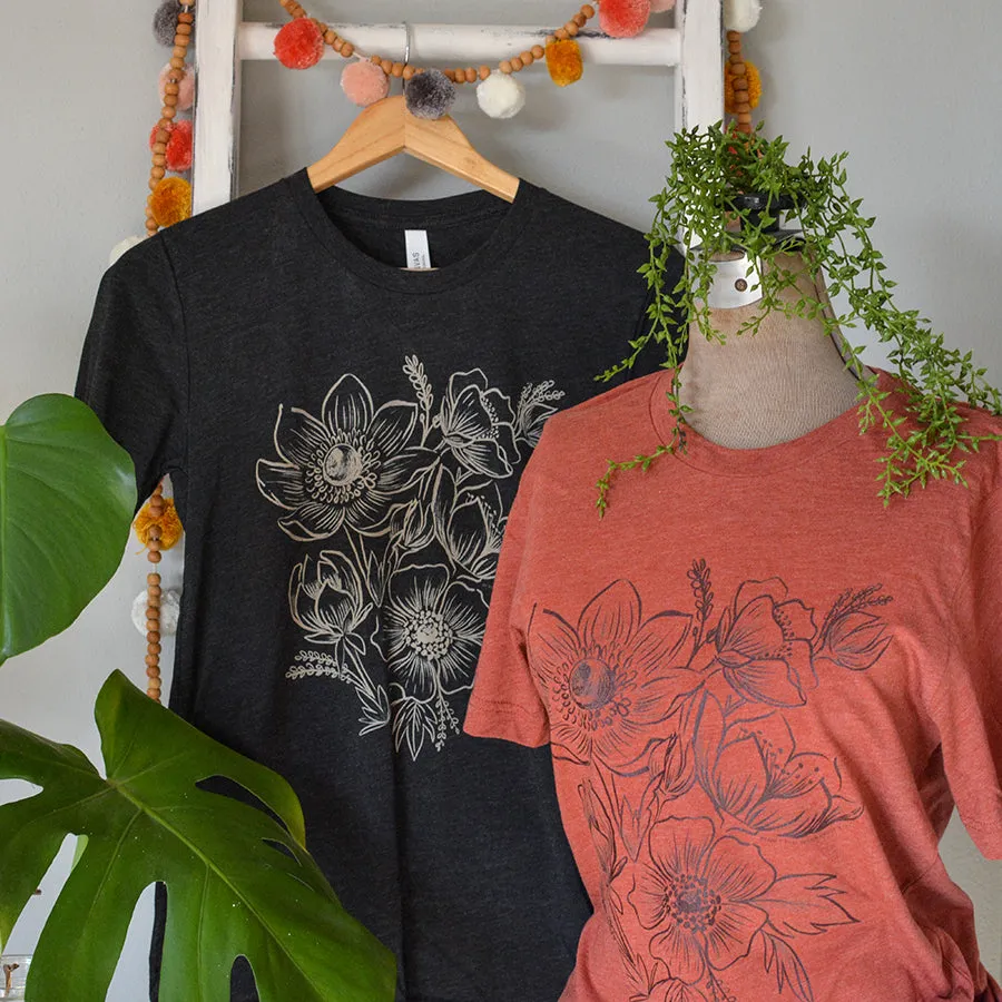 Floral Linework Triblend Tee / T Shirt