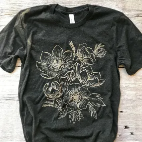 Floral Linework Triblend Tee / T Shirt