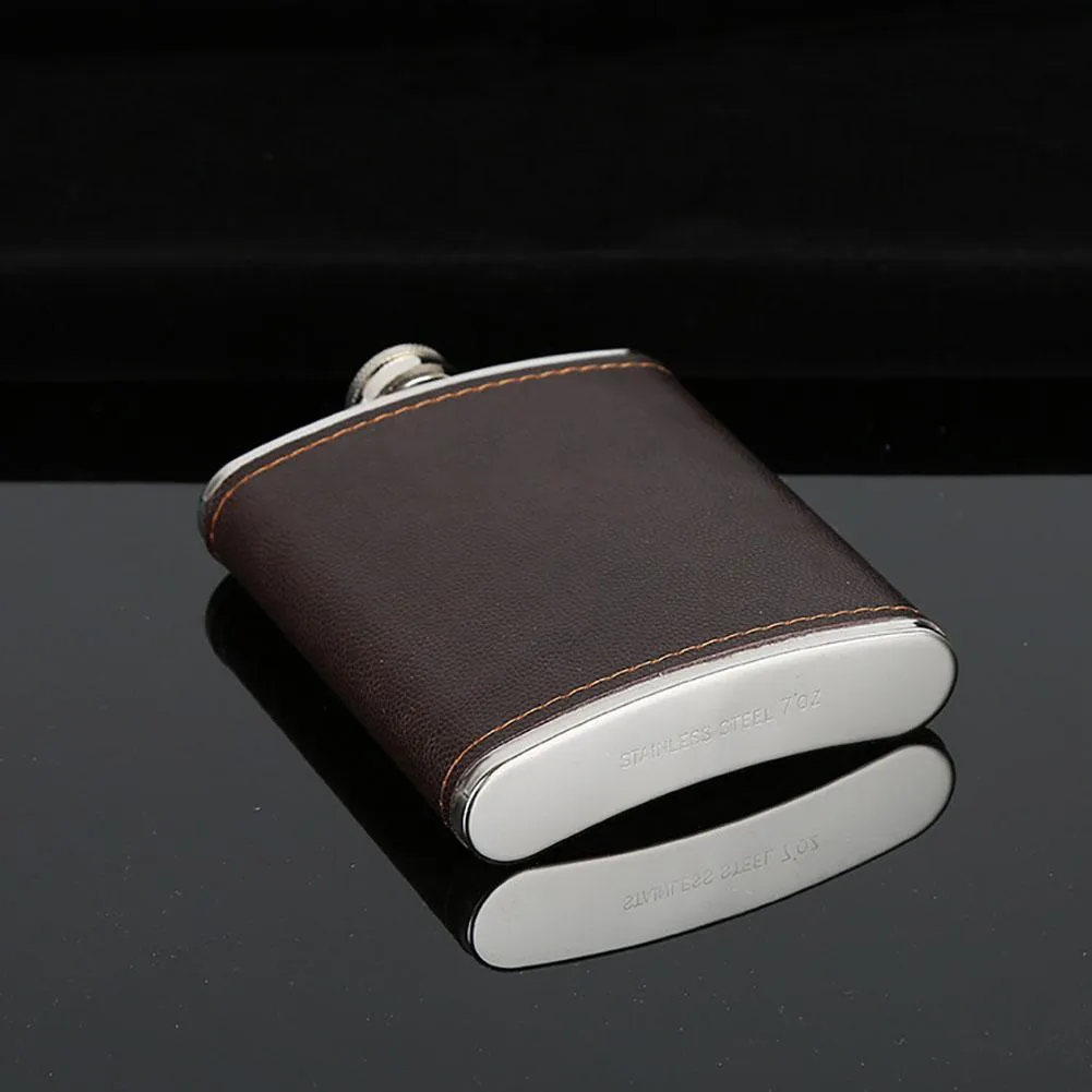 Funki Buys | Hip Flasks | Leather Covered Hip Flask 5oz - 10oz