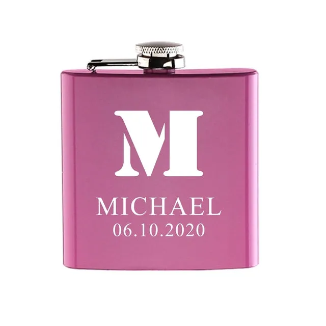 Funki Buys | Hip Flasks | Pink Custom 6oz Hip Flask | Bridal Gifts