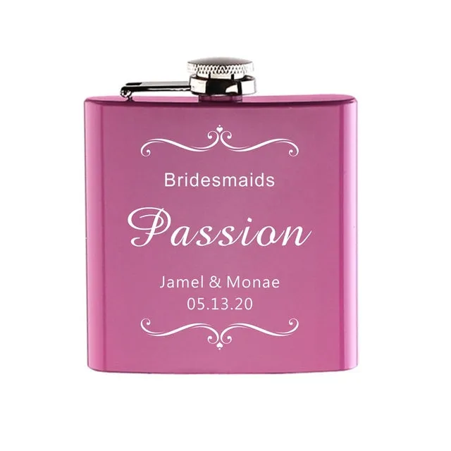 Funki Buys | Hip Flasks | Pink Custom 6oz Hip Flask | Bridal Gifts