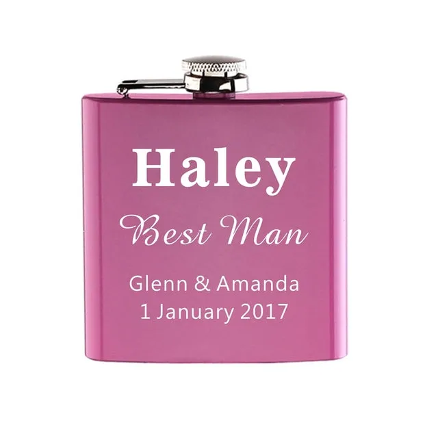 Funki Buys | Hip Flasks | Pink Custom 6oz Hip Flask | Bridal Gifts