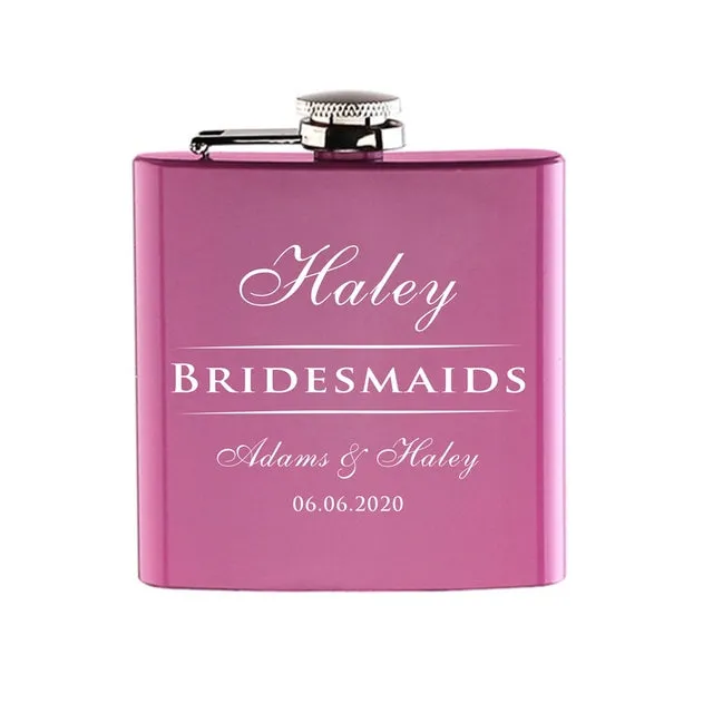 Funki Buys | Hip Flasks | Pink Custom 6oz Hip Flask | Bridal Gifts