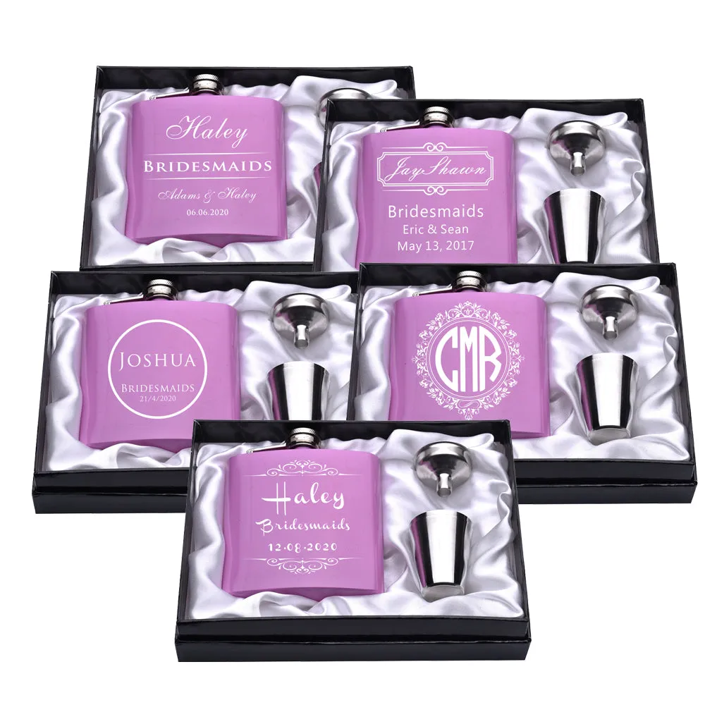 Funki Buys | Hip Flasks | Pink Custom 6oz Hip Flask | Bridal Gifts