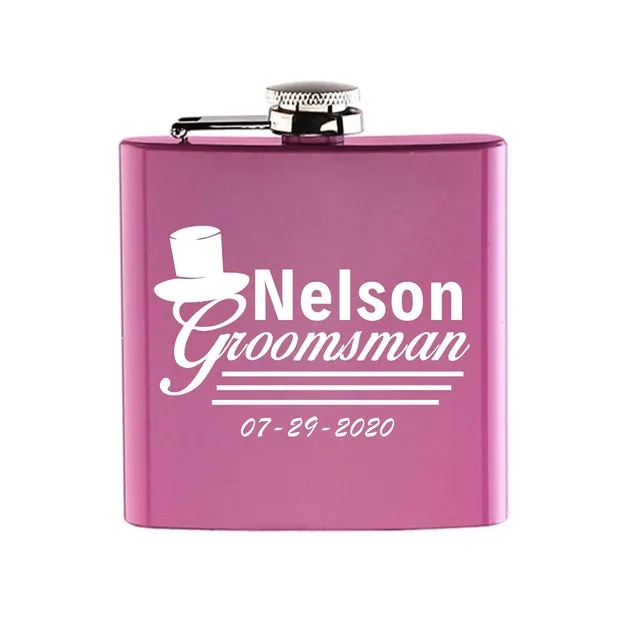 Funki Buys | Hip Flasks | Pink Custom 6oz Hip Flask | Bridal Gifts