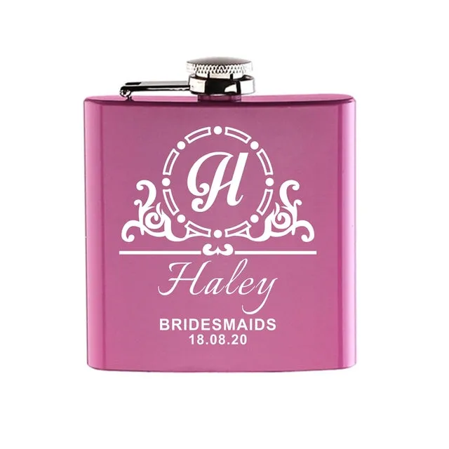 Funki Buys | Hip Flasks | Pink Custom 6oz Hip Flask | Bridal Gifts