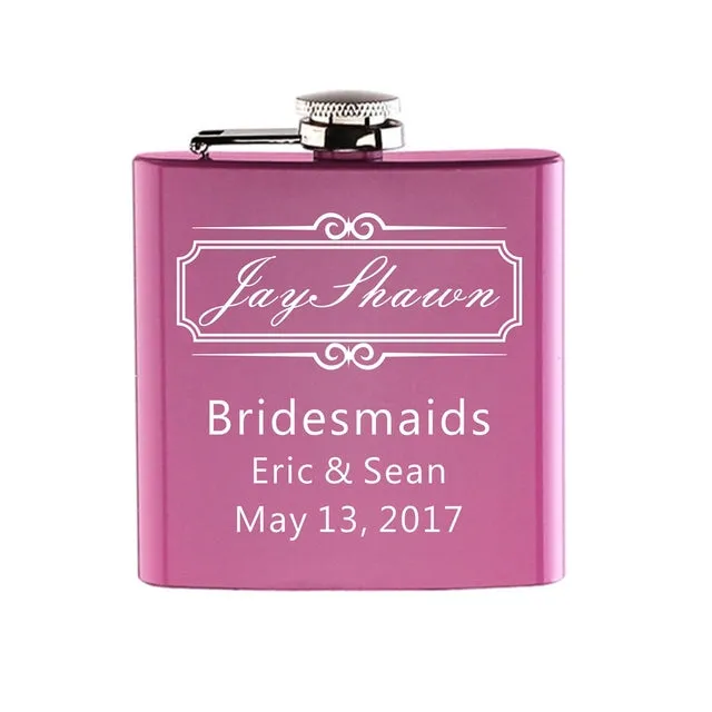 Funki Buys | Hip Flasks | Pink Custom 6oz Hip Flask | Bridal Gifts