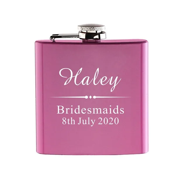 Funki Buys | Hip Flasks | Pink Custom 6oz Hip Flask | Bridal Gifts