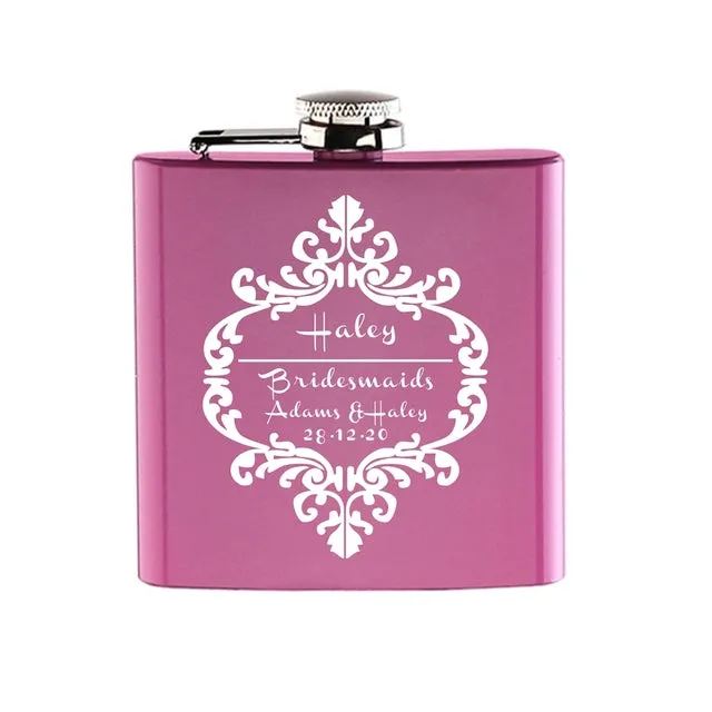 Funki Buys | Hip Flasks | Pink Custom 6oz Hip Flask | Bridal Gifts