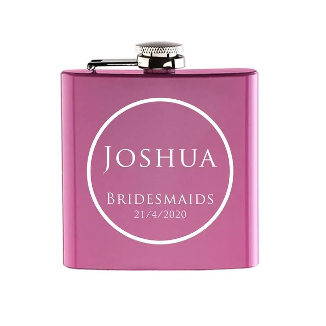 Funki Buys | Hip Flasks | Pink Custom 6oz Hip Flask | Bridal Gifts