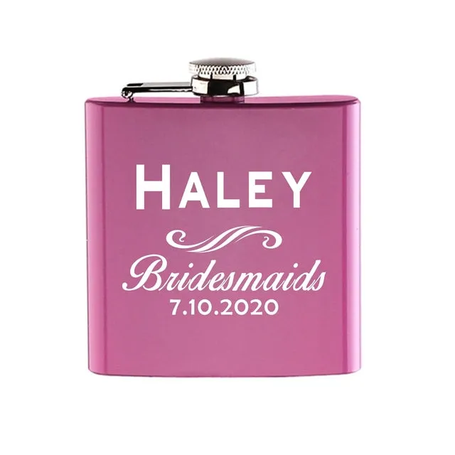 Funki Buys | Hip Flasks | Pink Custom 6oz Hip Flask | Bridal Gifts