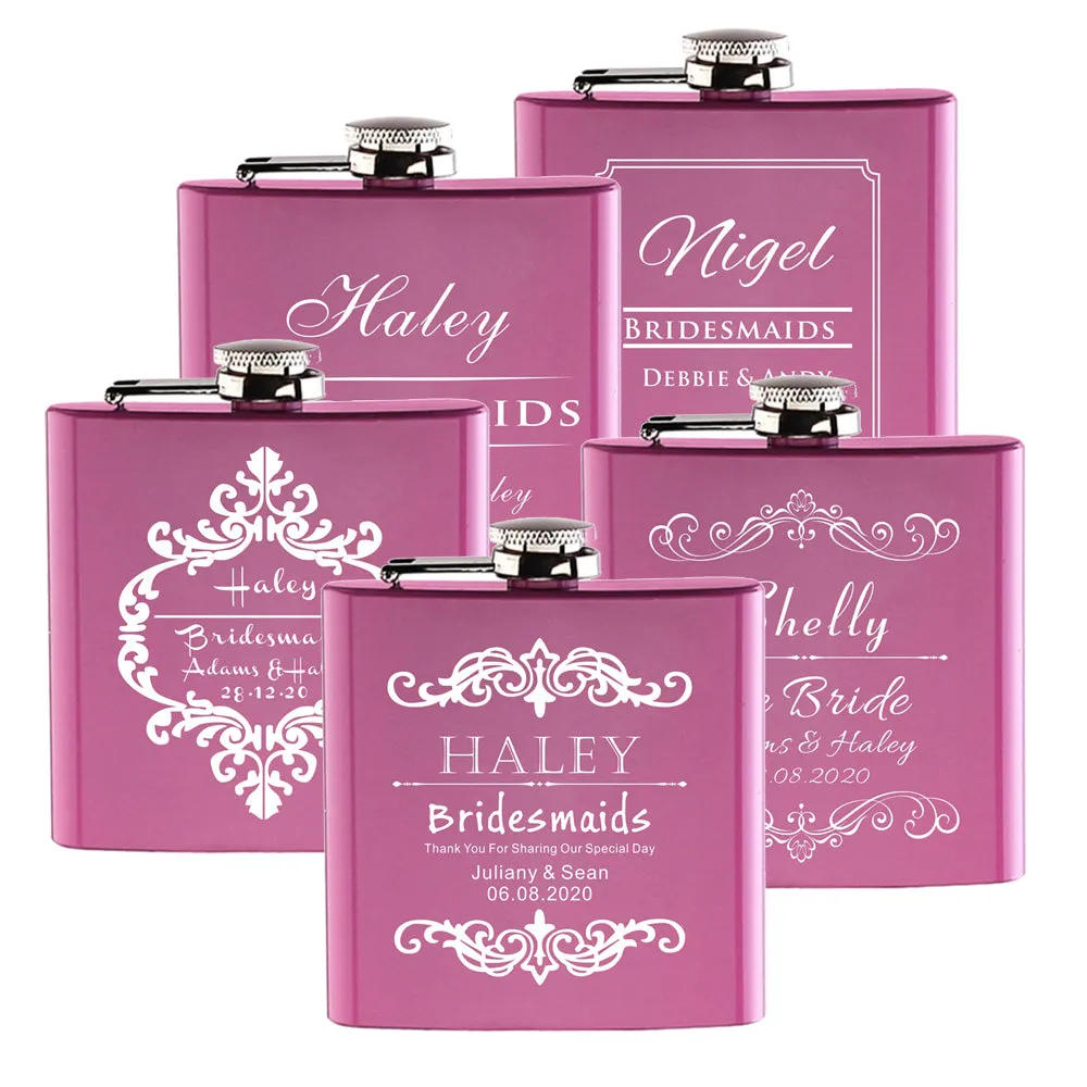 Funki Buys | Hip Flasks | Pink Custom 6oz Hip Flask | Bridal Gifts