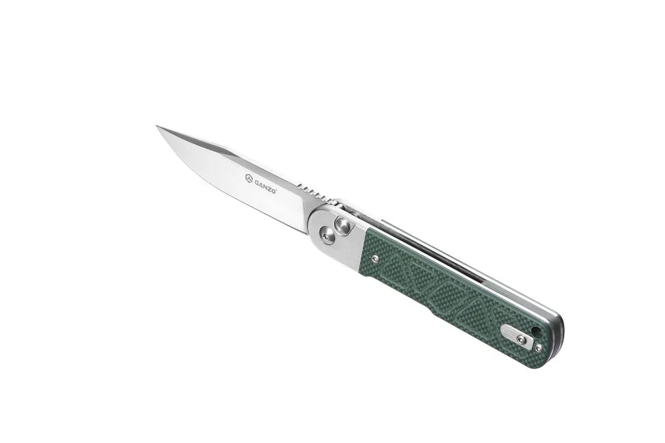 Ganzo G767-GB Button Lock Folding Knife (Green G10 Handle)