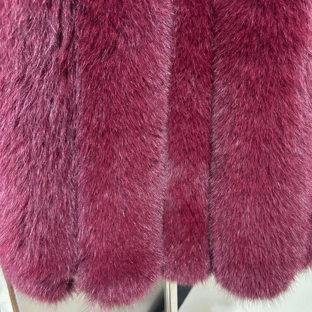 Genuine Fox Fur Coat with Vertical Panel