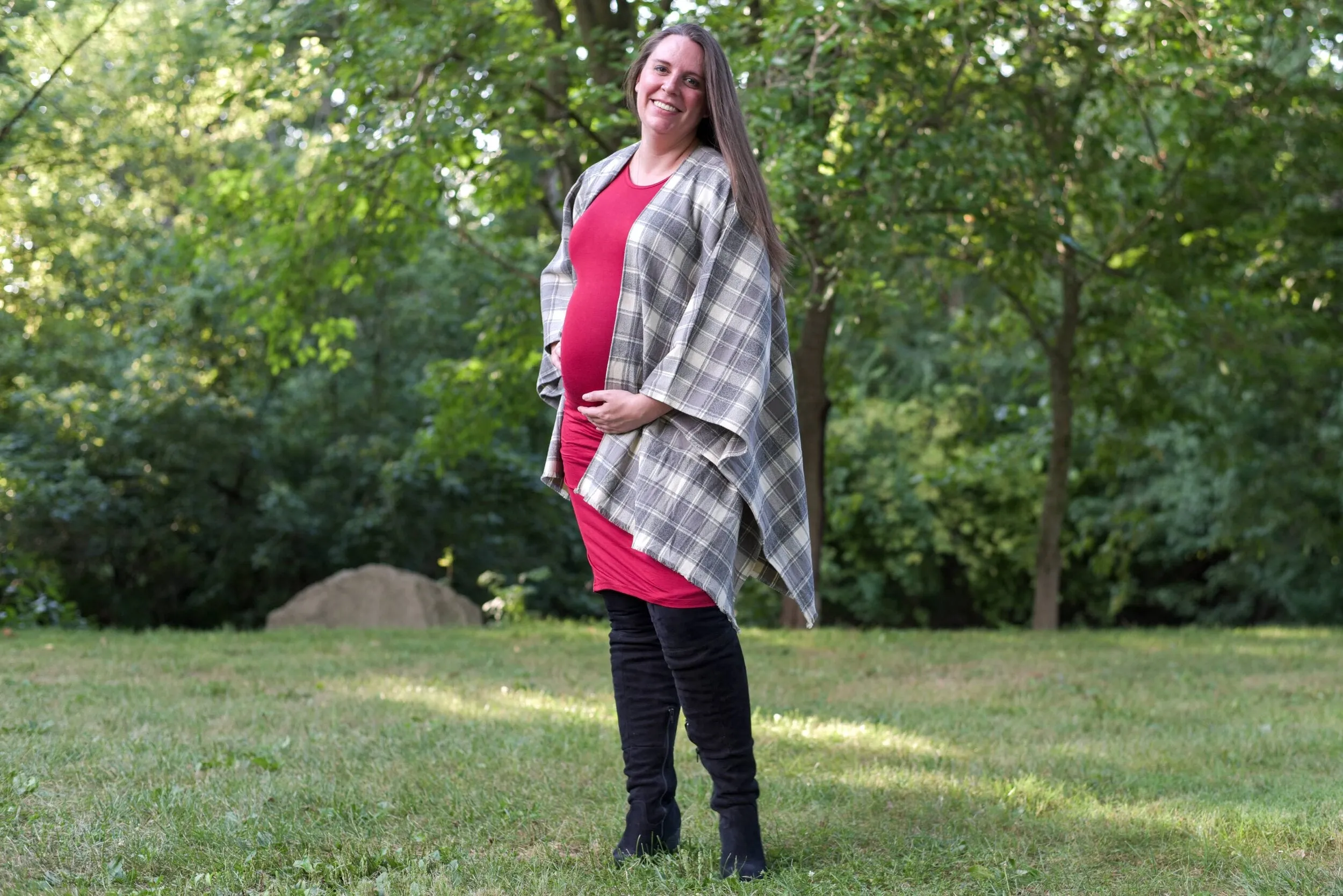 Gray Plaid Poncho