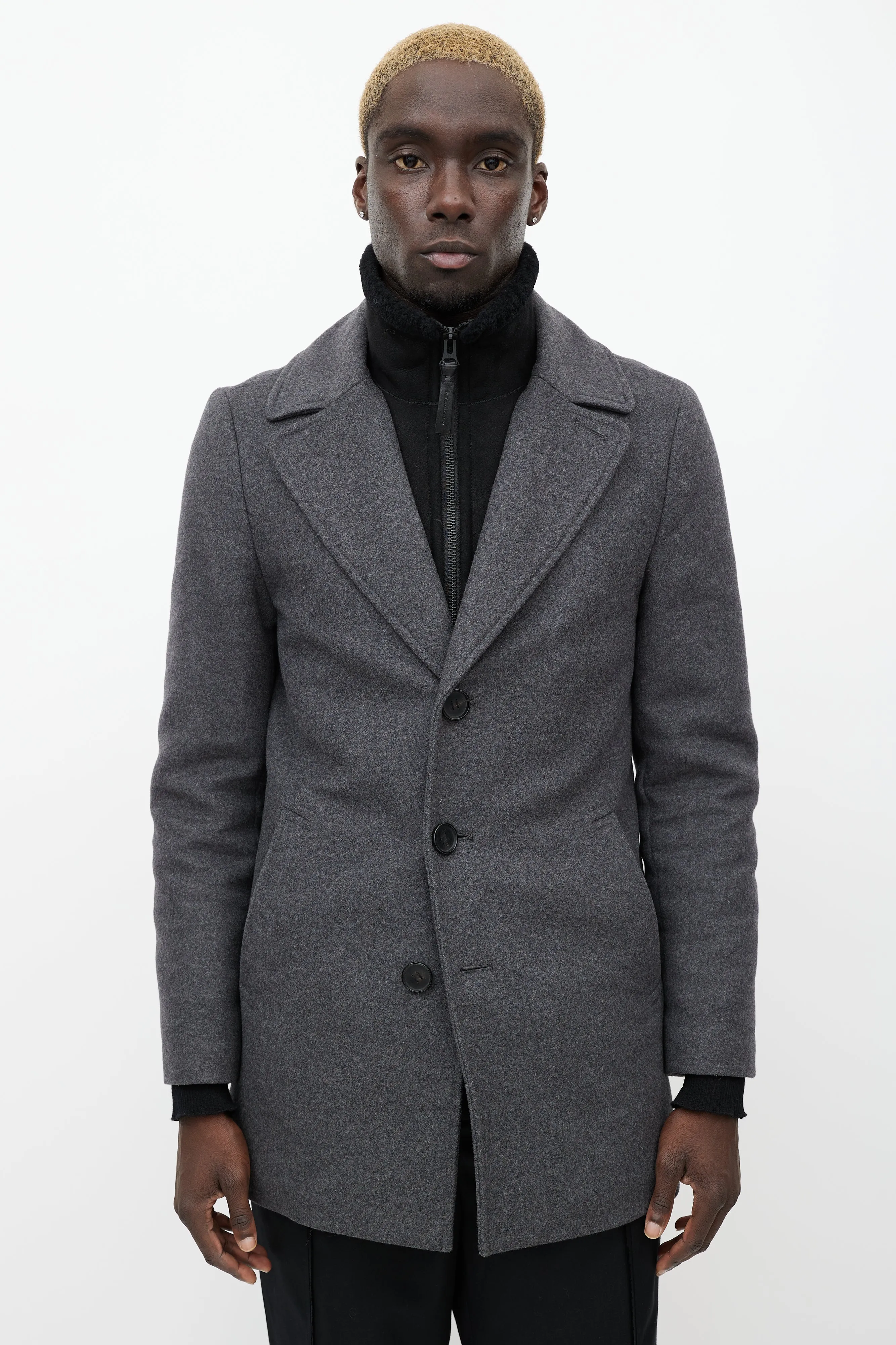 Grey Wool & Cashmere Blend Dillon Coat