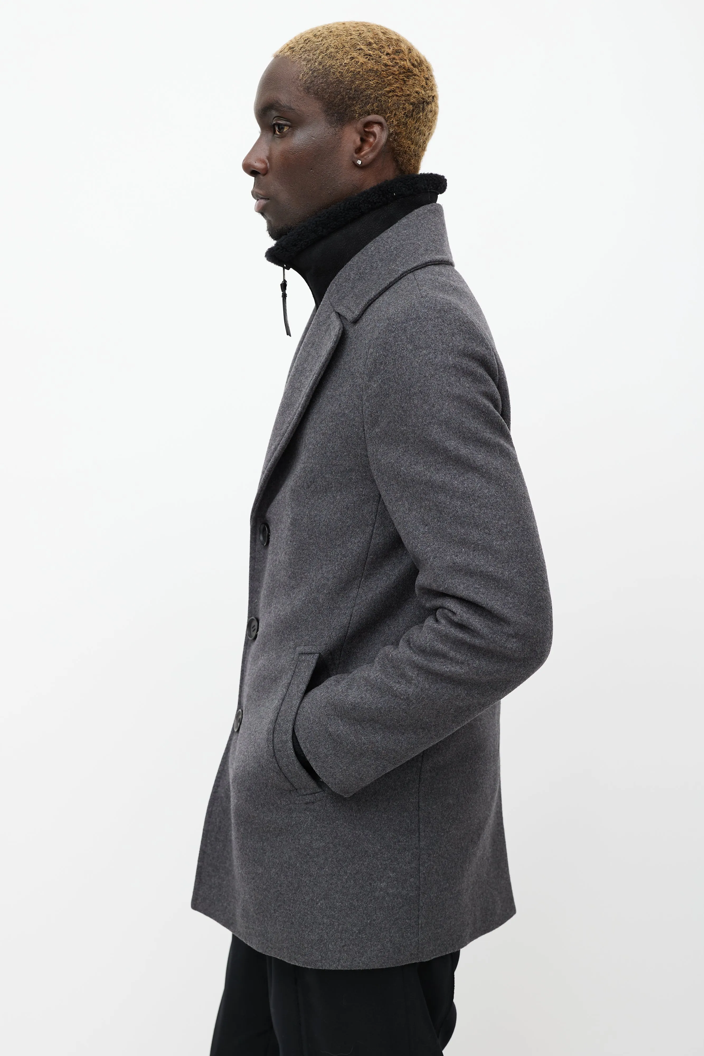 Grey Wool & Cashmere Blend Dillon Coat