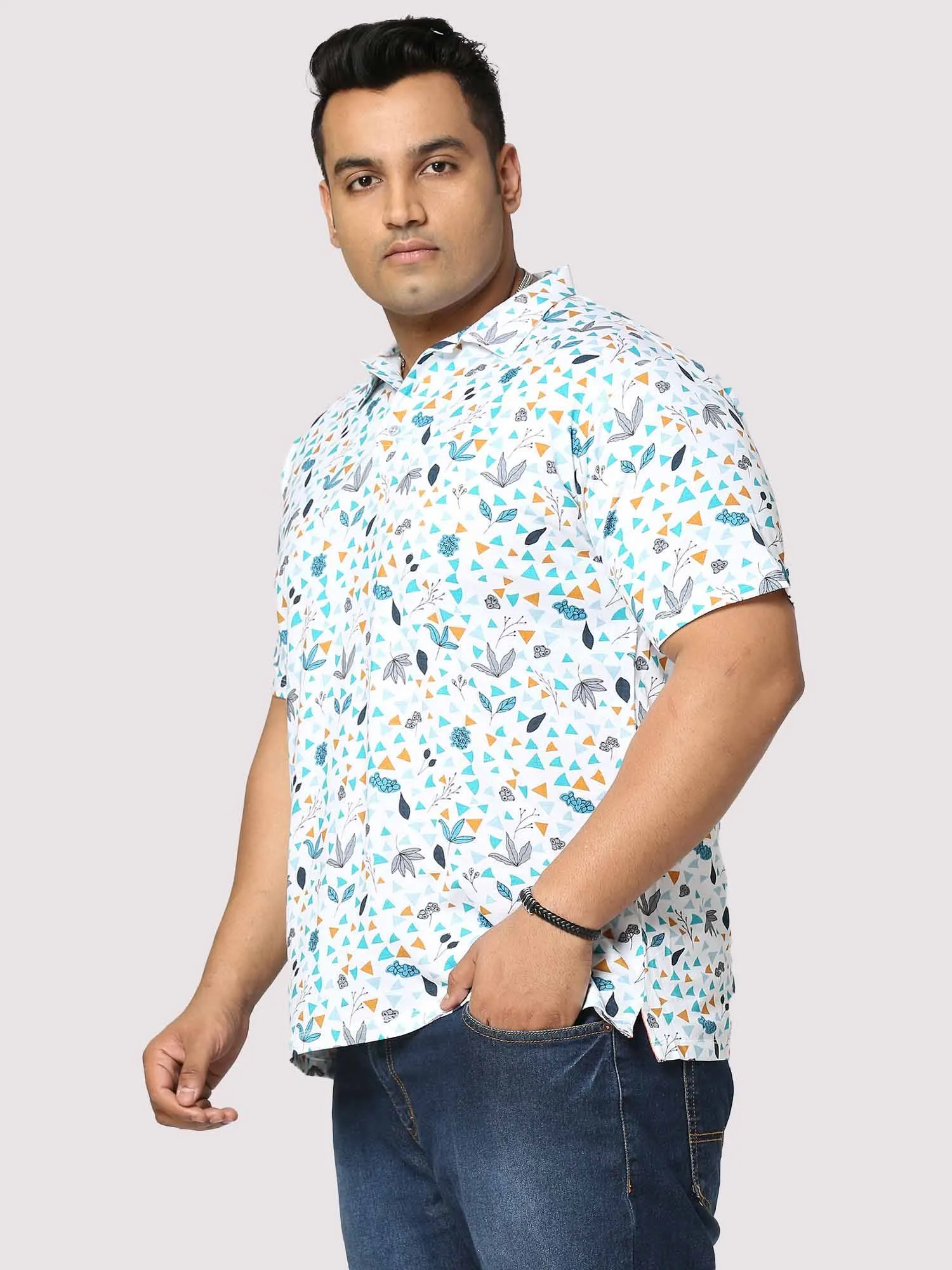 Guniaa Glider Digital Printed Half-Sleeves Shirt Men's Plus Size