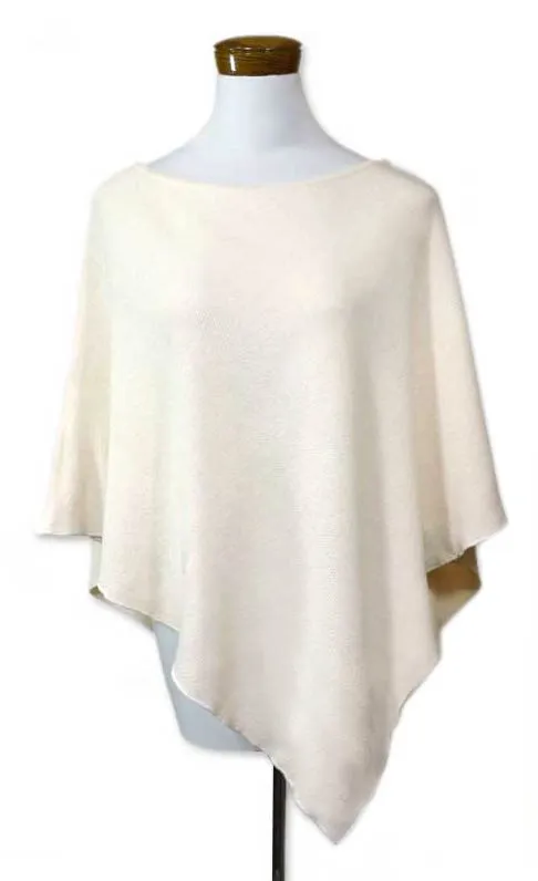 Hand Made Cotton Knit Poncho - Ivory Grace | NOVICA