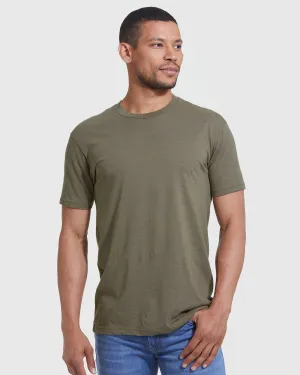 Heather Military Green Short Sleeve Crew Neck Tee