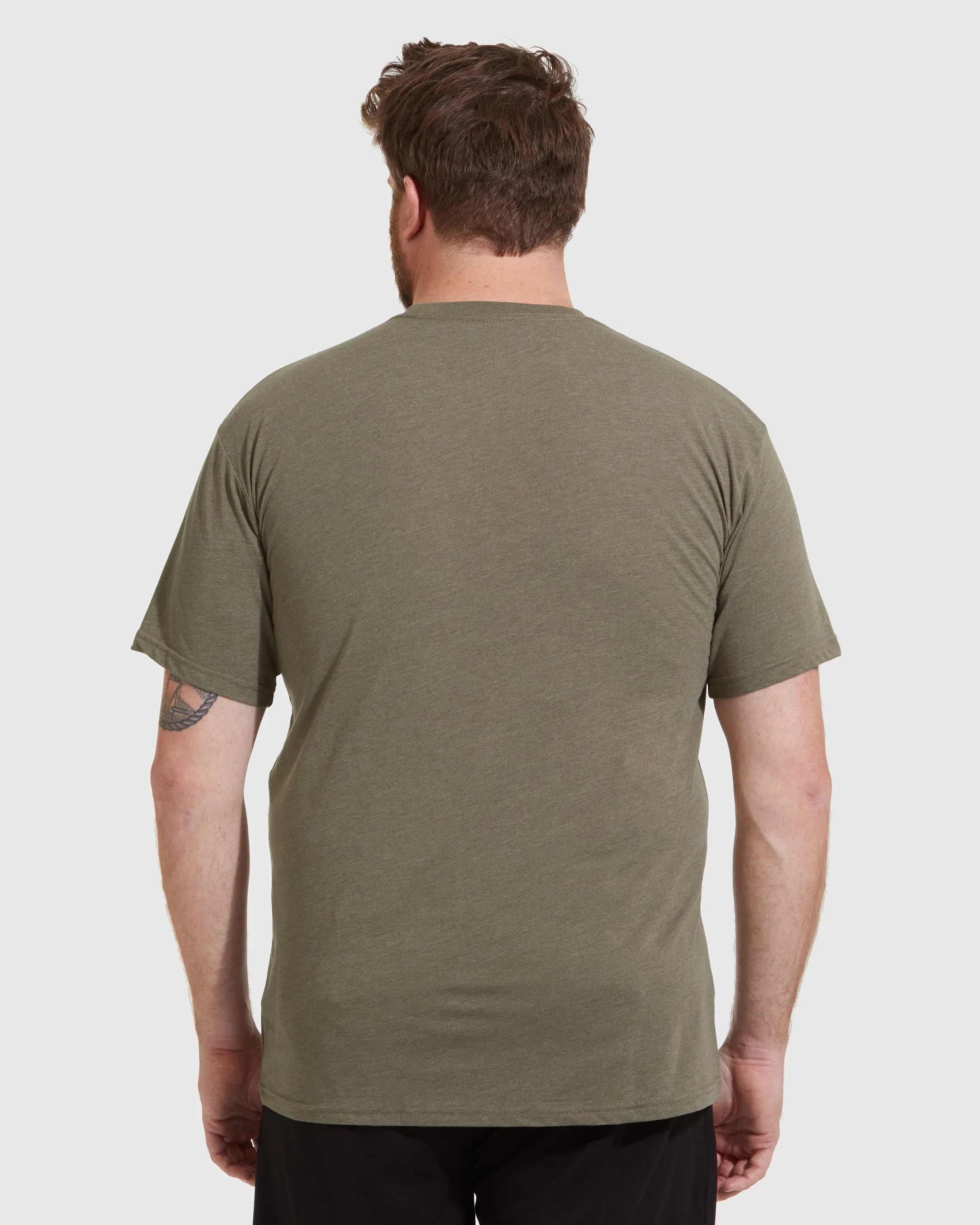 Heather Military Green Short Sleeve Crew Neck Tee