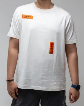 HERON PRESTON LOGO APPLIQUED COTTON BLEND JERSEY T-SHIRT NEUTRALS