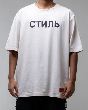 HERON PRESTON PRINT T-SHIRT - BEIGE & BLACK