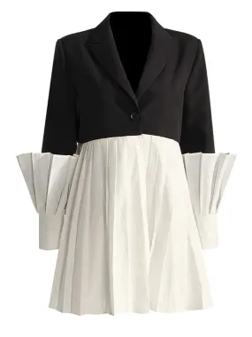 HEYFANCYSTYLE Office Chic Pleated Sleeve Blazer