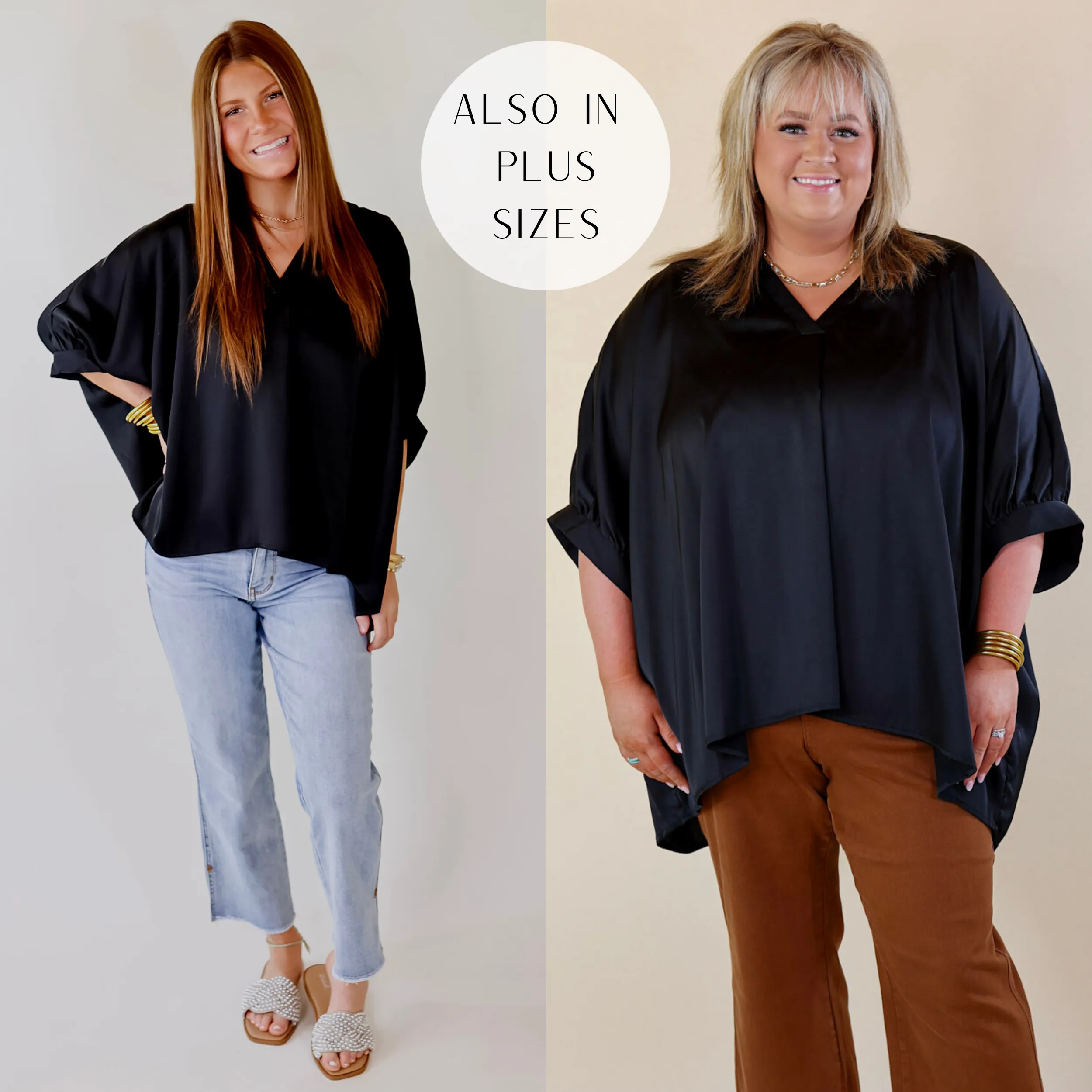 Irresistibly Chic Half Sleeve Oversized Blouse in Black