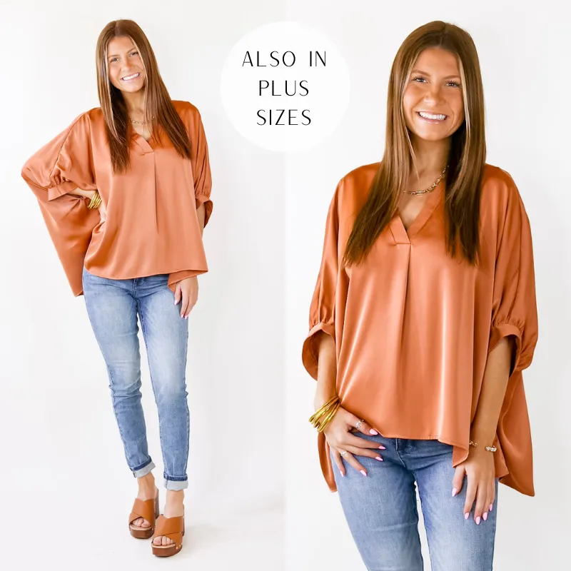 Irresistibly Chic Half Sleeve Oversized Blouse in Copper