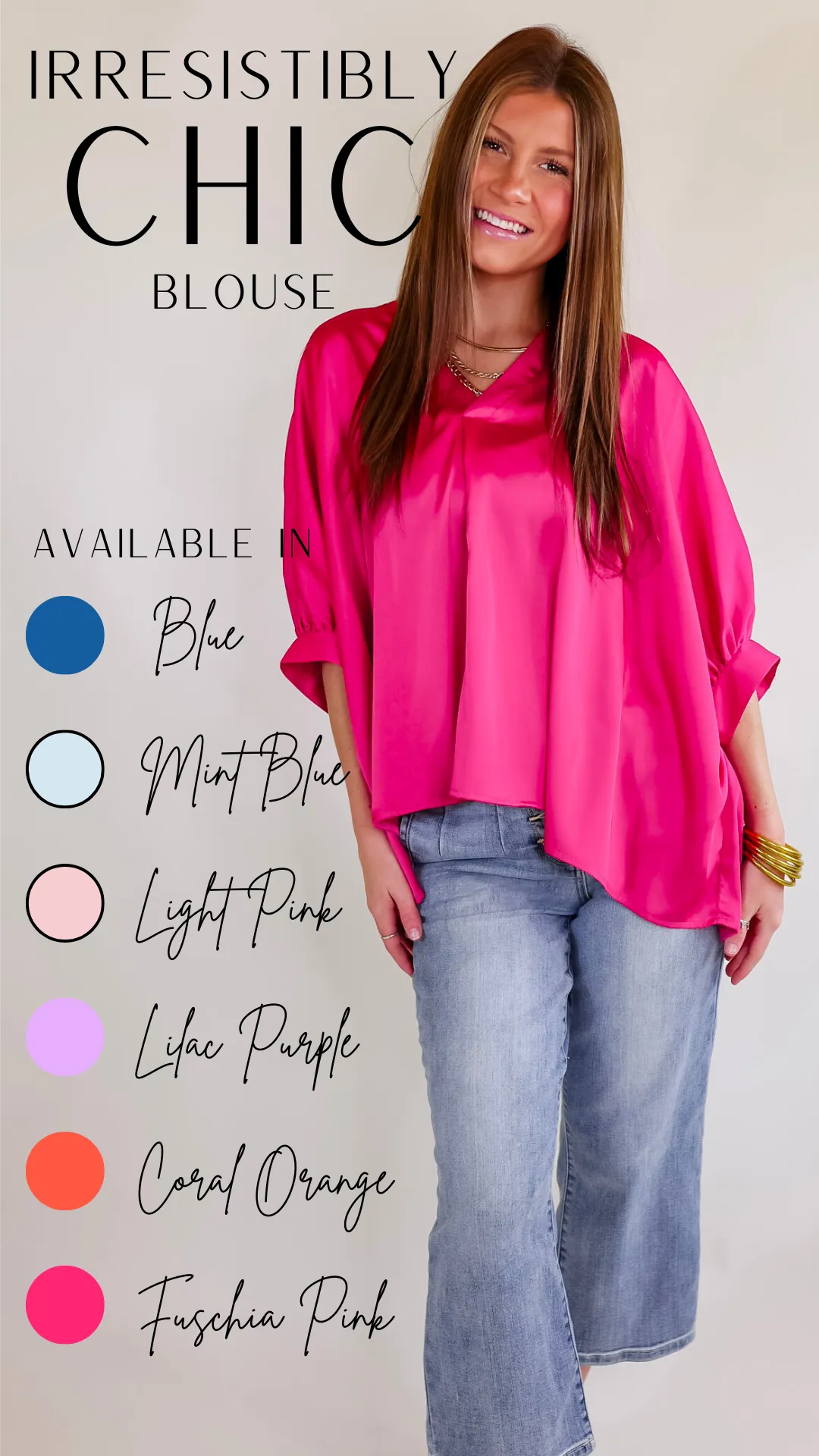 Irresistibly Chic Half Sleeve Oversized Blouse in Fuchsia Pink