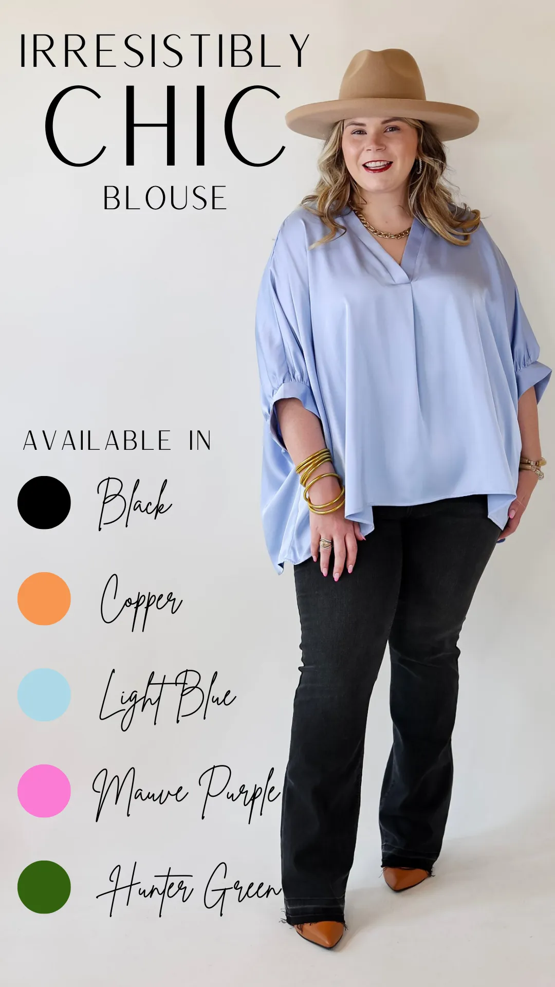 Irresistibly Chic Half Sleeve Oversized Blouse in Light Blue