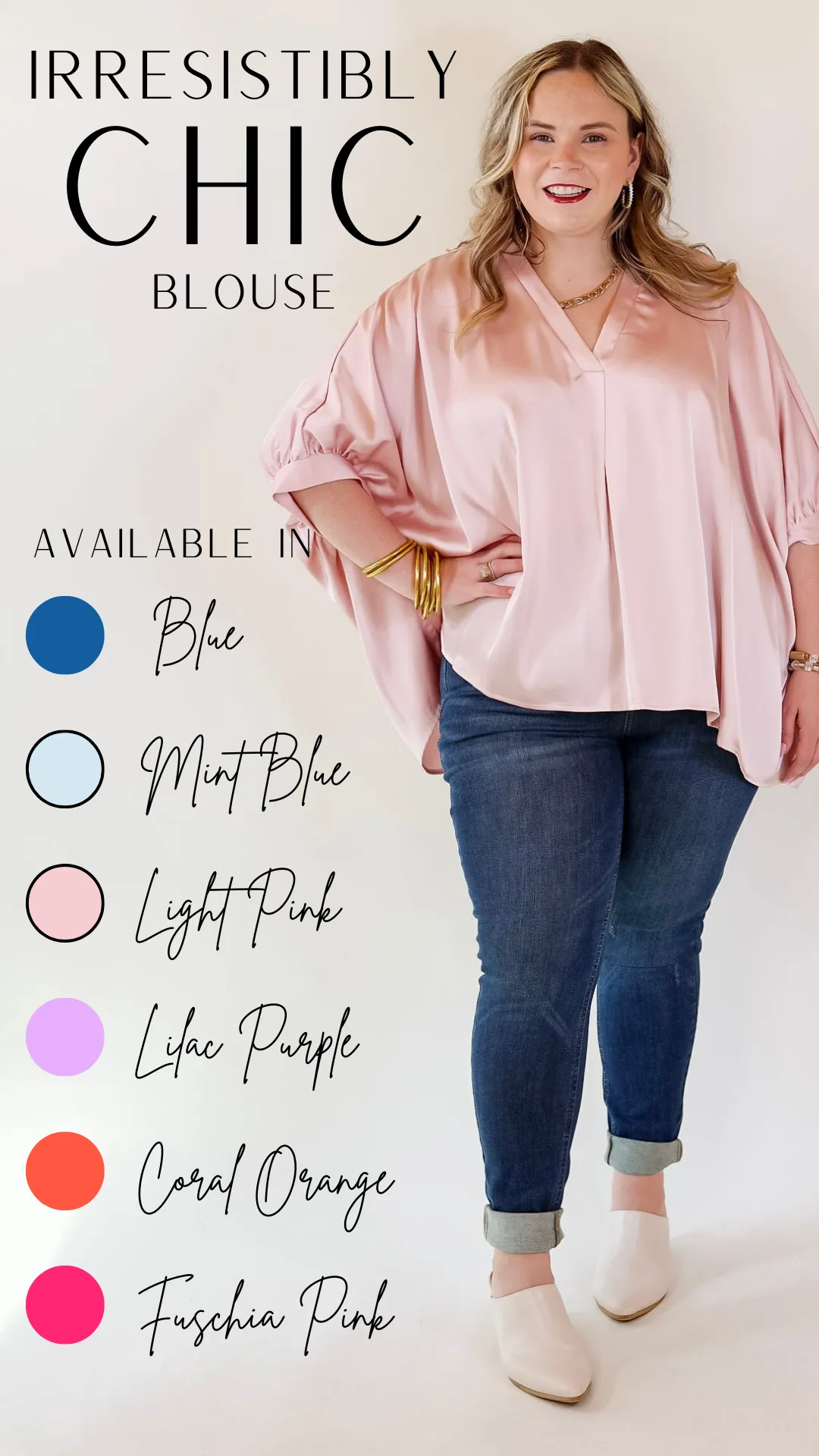 Irresistibly Chic Half Sleeve Oversized Blouse in Light Pink