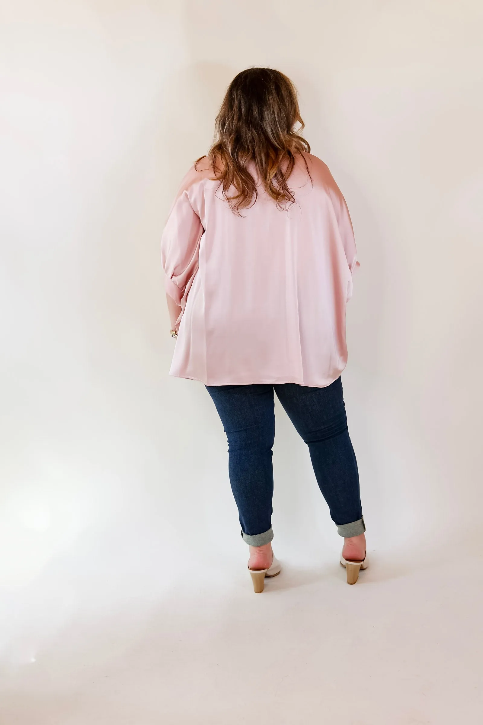 Irresistibly Chic Half Sleeve Oversized Blouse in Light Pink