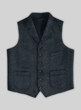 Italian Highlander Blue Herringbone Tweed Hunting Vest